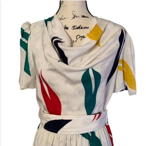 Vintage 80s Leslie Fay Polka Dot Dress - Picture 4 of 10